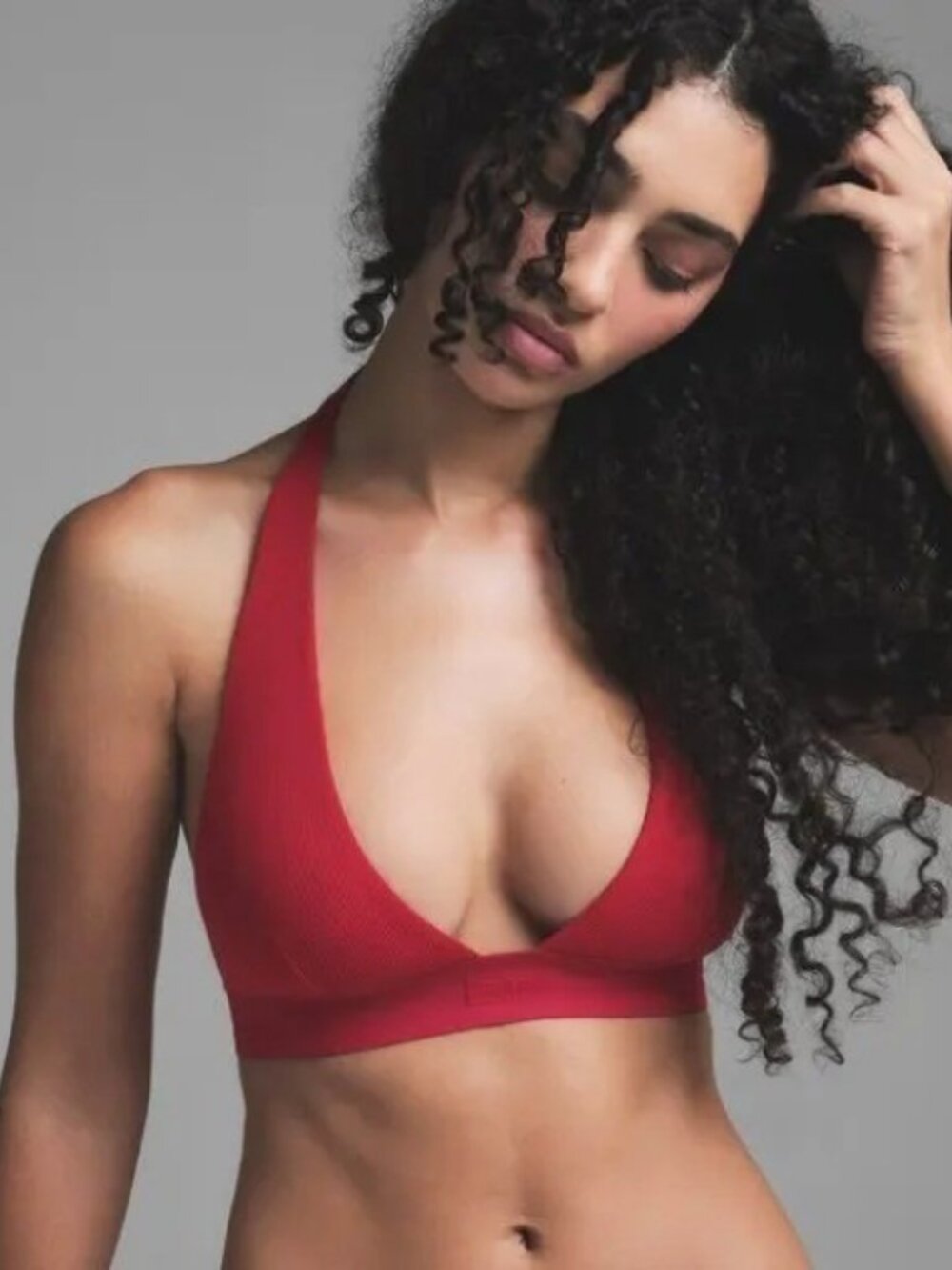 SKIMS COTTON RIB HALTER BRALETTE